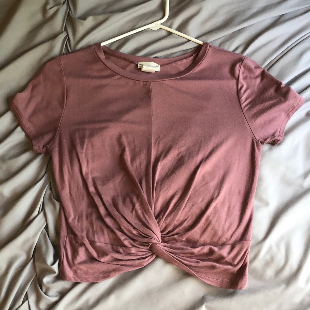Mauve Cropped Short Sleeve Tee
